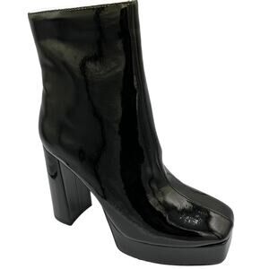 Steve Madden Black Patent Leather Platform Boots 9.5 "Luisina" Punk Goth Witchy